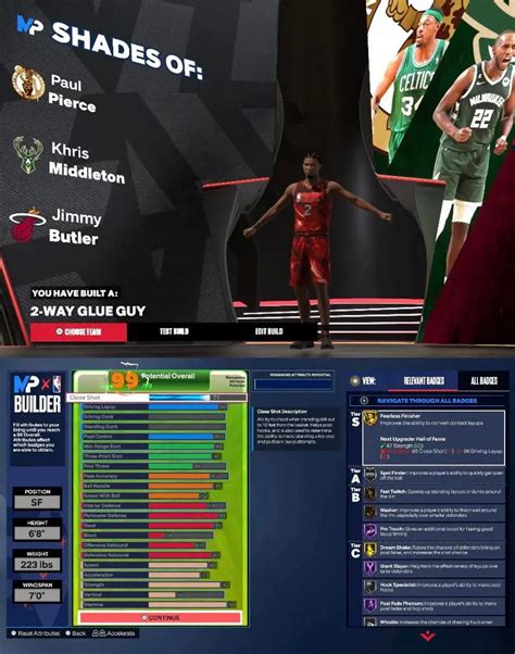 2k24 rare builds list - The NBA 2K24 Team Practice Facility is a venue in the City where you can progress your Badges for your MyPLAYER by completing various drills. ... The best drills to do will usually depend on your MyPLAYER build and what its strengths are. For example, the Free Throw Golf would be an easy drill if your player has a high FT rating, ...